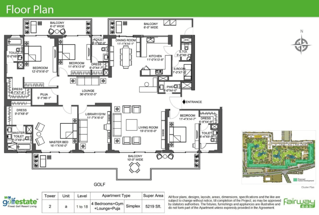 m3m golf hills floor plan