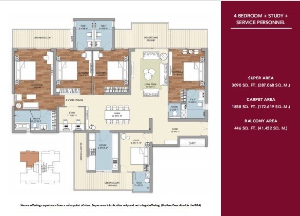 tulip crimson 4bhk floor plan & layouts